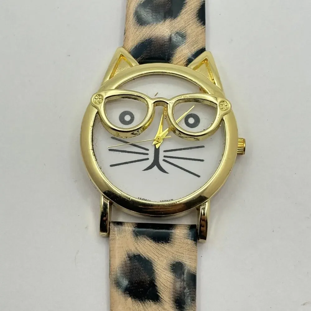 Gold Cheetah Cat Men's Watch
